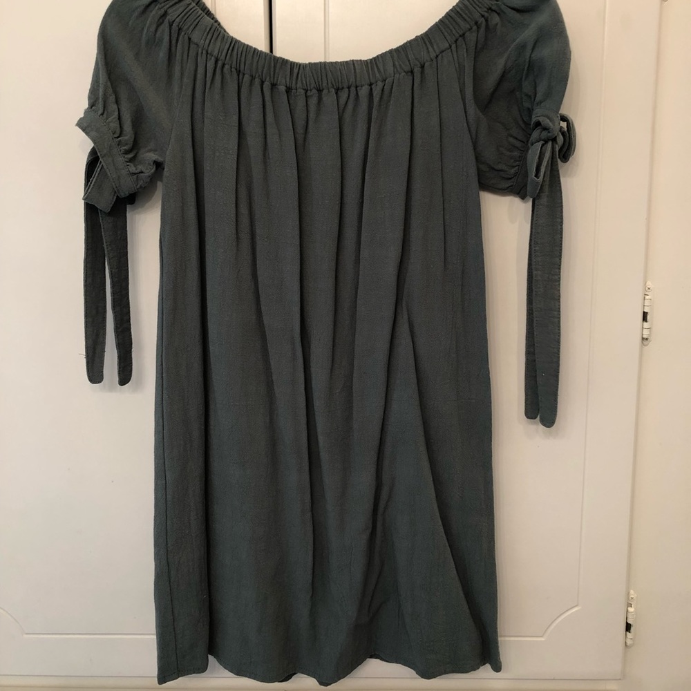 Army green off the shoulder dress